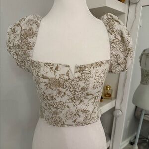 Altar’d State Floral Off Shoulder Sleeve Crop Top